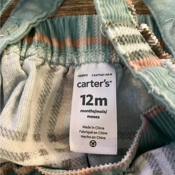 Carter’s Plaid Corduroy Jumper Dress with White Tights 12 Months - Picture 3 of 3